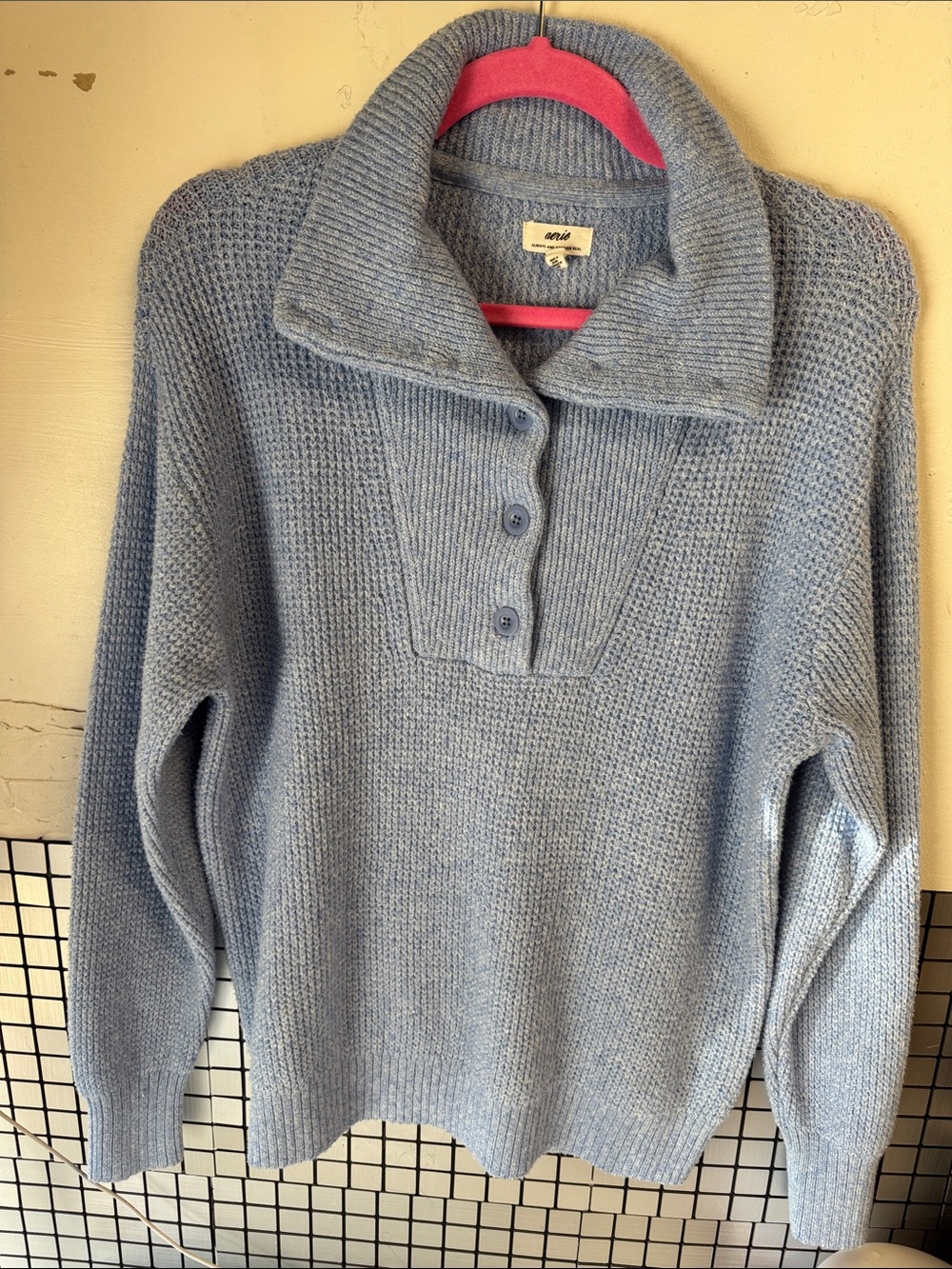 aerie Light Blue Knit Cowl Pullover Sweater